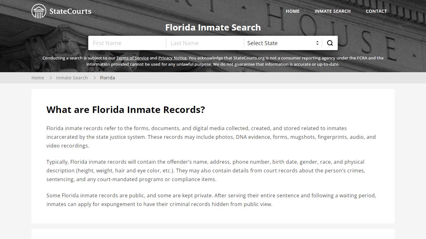 Florida Inmate Search, Prison and Jail Information - StateCourts